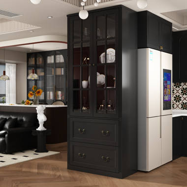 Hokku Designs Kitchen Pantry Storage Cabinet With Glass Hokku Designs Kitchen Pantry Storage Cabinet With Glass